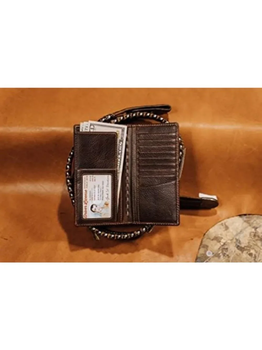 Full Grain Leather Long Bifold Western Wallet for Men, Stylish & Durable Design